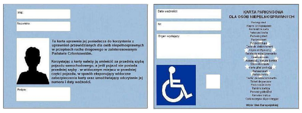 wzór karty parkingowej dla osób niepełnosprawnych